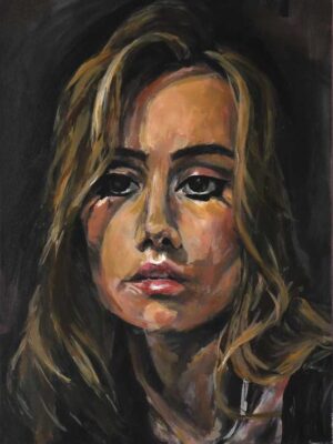 Original artwork using high-gloss acrylic paint. A neutral toned portrait up for sale.